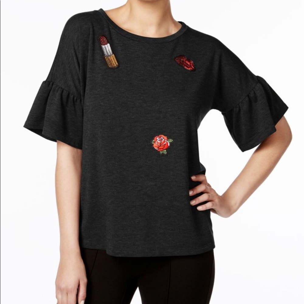 Bell sleeve patch top!